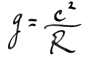 Wiskundetaal - g = c^2 deelstreep R