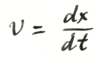 Wiskundetaal - v = dx deelstreep dt
